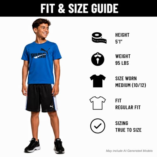 Image of PUMA Boys 3 Piece Performance Tee Tank Top & Gym Shorts Set (Sizes 4-16)