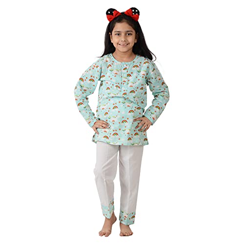 Image of Frangipani Kids Multi-Coloured Printed Unicorn Dream and Kurta Style Pyjama Set