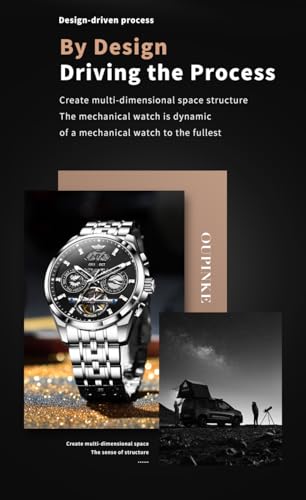Image of OUPINKE Men Watch Automatic 5 Hands Multi Calendar Year /Month /Week /Date Mechanical 5ATM Waterproof Luxury Tungsten Steel Sapphire Crystal Wrist Watch for Men