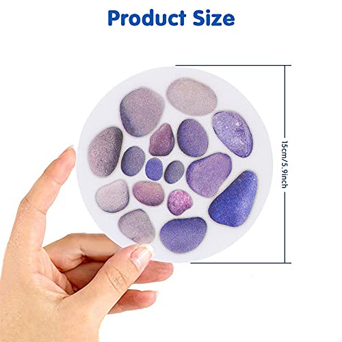 10 Pcs 5.91" X 5.91" Large Bright Non-Slip Adhesive Waterproof Pebble Stickers For Bathtub Tub Shower Room Floor Stairs Ceramic Tile Anti-Skid Appliques With Scraper,Anti-Slip Deacls Pack(Cobblestone) #TOP1