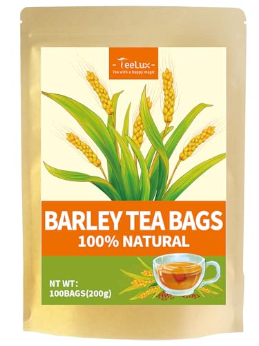 Bolsas de Té de Cebada TeeLux 100 unidades, Veganas, Cebada Tostada Pura, Sin Cafeína, Mugicha, Té de Hierbas Natural, una Popular Alternativa al Café en Japón
