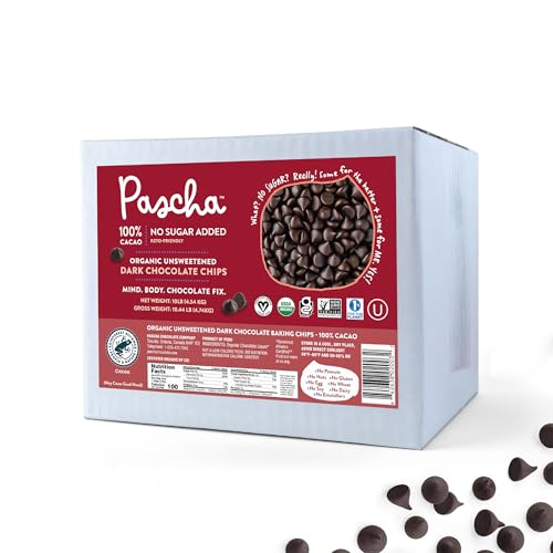 Pascha Bulk Organic Unsweetened 100% Dark Chocolate Baking Chips, 10 Pound