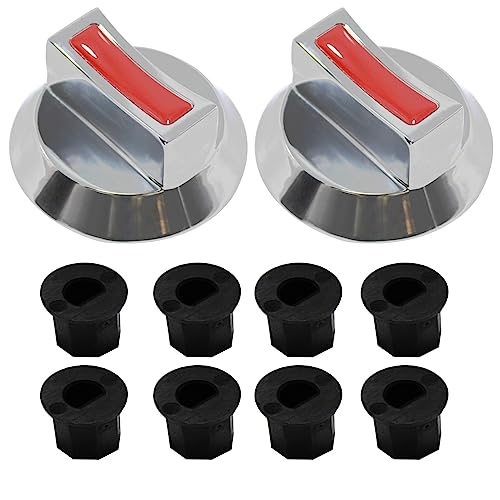 MENSI Gas Stove Range Parts Replacement Universal Propane Natural Gas Temperature Metal Control Knob with 4 Sizes of Stem for Valves OD 2.78" Pack of 2 Sets