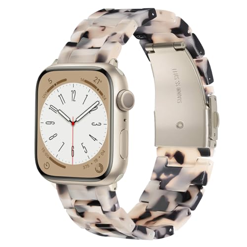 CRIS-BAND Compatible with Resin Apple Watch Bands Series 7/8/9/10/11 46mm 45mm 44mm 42mm for Women,Fancy Strap for iWatch Ultra 3/2 49mm Series 6/5/4/3/2/1/SE3 Slim Light Bracelet Wristband