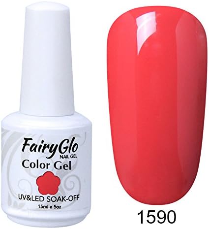 FairyGlo Gel Nail Polish Colour Coat Varnish Soak Off UV LED Beauty Salon Manicure Decor Nail Art 15ml Cherry Tomato 1590