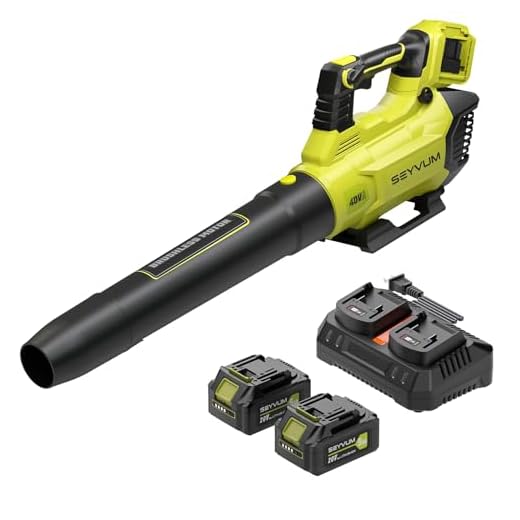 SEYVUM Leaf Blower Cordless 40V - 650CFM 180MPH Brushless Electric Snow Blower with 2 X 5.0Ah Battery & Charger, Blowers for Lawn Care High-Power Variable Speed & Turbine Power Boost, Lightweight