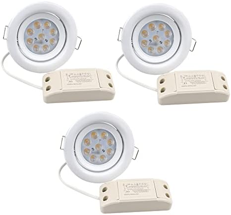 SRunDe 3 PCS 8W LED Recessed Downlights Linkind 220-240V 680ml Ultra Slim LED Recessed Lighting 3000K Warm White Led Recessed Spot Lights Not Dimmable for Bathroom, Kitchen, Bedroom, Outdoor Ceiling
