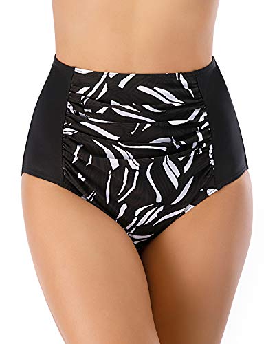 Calcinha de biquíni feminina HAIVIDO com cobertura total franzida e calcinha de biquíni, Print-1, 12