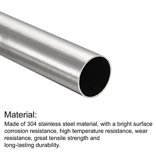 QUARKZMAN 304 Edelstahl Rohr 18mm Außendurchmesser, Runde Nahtlose Edelstahlrohr 0.5mm Wandstärke, Edelstahl Gerade Rundrohr 250mm Länge, Silber Metallrohr für Industrie Heim Gartendeko