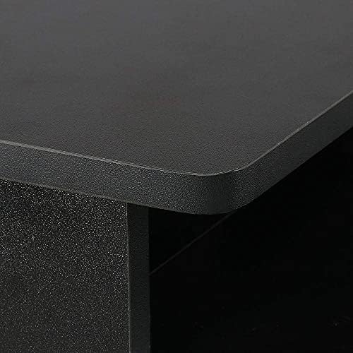 Yaheetech Movable Computer Office Desk PC Laptop Table Home Office Furniture with Sliding Keyboard 2 Shelves Study Workstation on Wheels Black 80.1x48.1x76.2cm