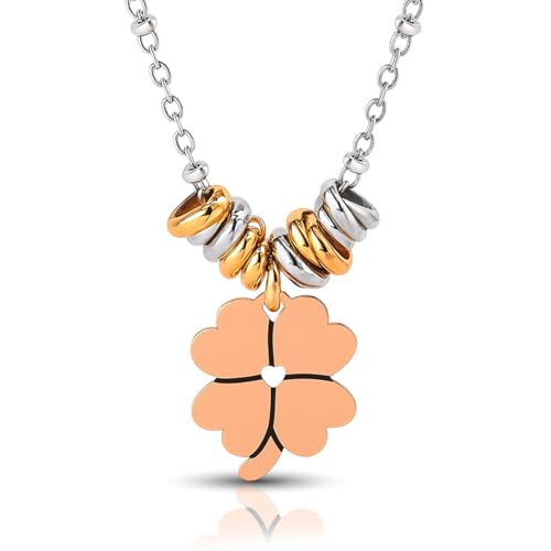 SAGA GIOIELLI® COLLANA DONNA QUADRIFOGLIO PORTAFORTUNA ACCIAIO