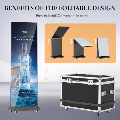 Image of 80 Inch P1.86 Spliceable LED Screen, USB Plug-and-Play Foldable Led Digital Display, APP & Computer Software Publishing, Full Poster Screen Advertising LED Display (Black, 1-Pack)