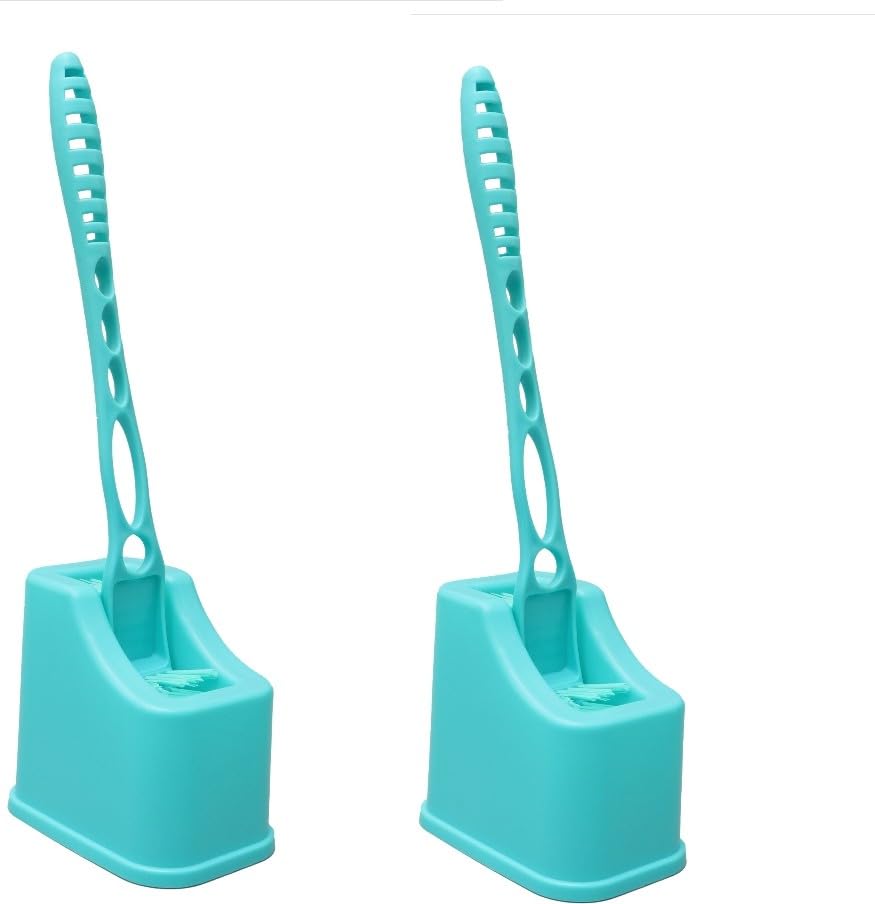 THINGS4BETTER Non-Slip Curved Design Long Handle Toilet Cleaning Brush with Holder Stand for Bathroom Commode Toilet Seat Cleaner Brush, Aqua Green, Set of 2 (B0DCSTVZ3V) Amazon Price History, Amazon Price Tracker