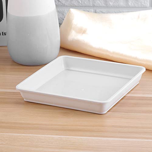 Yardwe 10 Pcs Square Plastic Plant Saucer Tray Plant Pot Saucer Flower Pot Tray For Garden Potted Water Drips And Soil 5.9 X 5.9 X 1.1 Inch (White) #TOP5