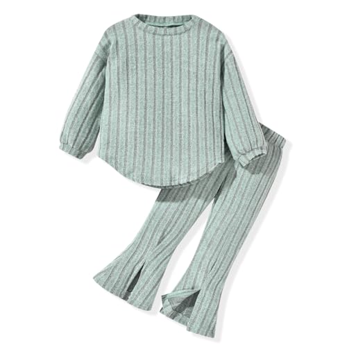 Image of Aalizzwell Toddler Girl Flare Pants with Slit Outfit for 2T - 5T