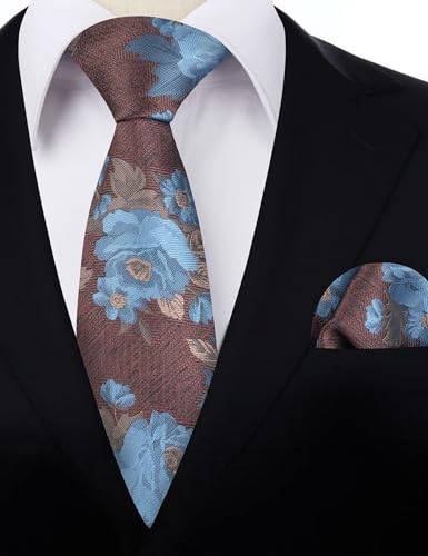 Image of Alizeal Mens 3.15'' Colorful Flower Pattern and handkerchief Necktie Set
