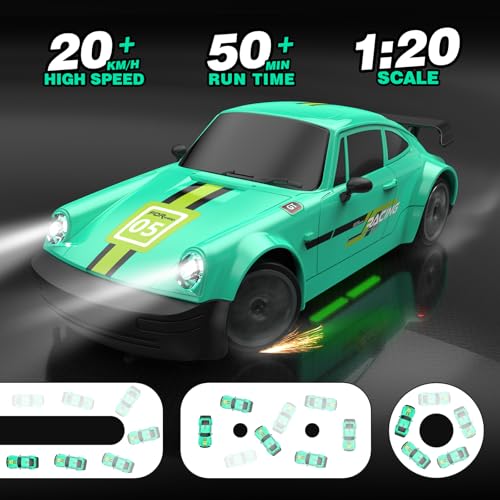 1:20 RC Auto 20km/h, 4 WD Ferngesteuertes Auto mit 2 Akku 2.4Ghz rc Drift car Mit 6 Hindernissen und 4 Ersatzreifen für Kinder ab 14 Jahre… – Ansicht 2