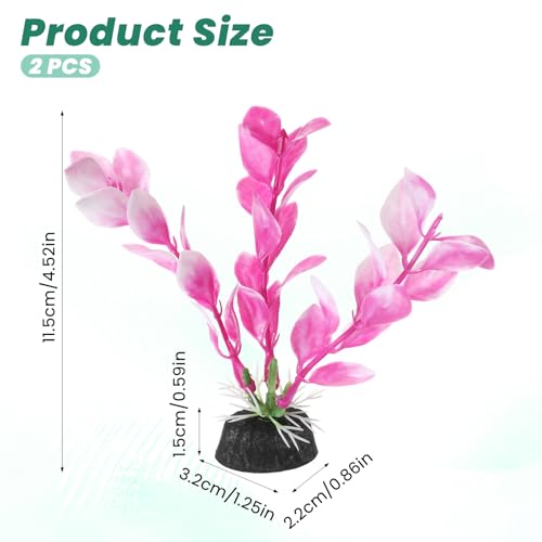 Image of 2 Pcs 4 Inch Small Aquarium Plants for Betta Fish Tank, Fish Tank Decorations Aquatic Water Grass Plastic Artificial Plant Reptiles Plants