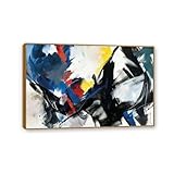  MOBYAT Jean Miotte《Composition 1989》Expressionnisme abstrait Toile Art Peinture à l\'huile oeuvre photo tenture murale décor décoration de la maison 90x60cm(36x24in) cadre en teck