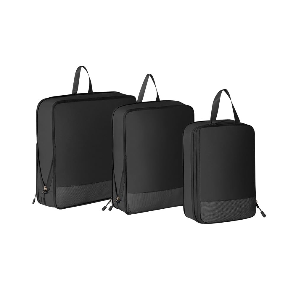 Organizer per valigie a compressione, 3 pezzi, da viaggio, espandibile, ultraleggero, impermeabile, a forma di cubo per vestiti, da viaggio, per bagagli, zaino