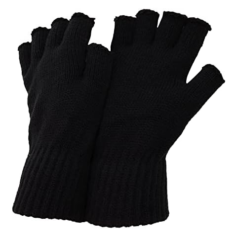 FLOSO® Mens Winter Fingerless Gloves (One Size) (Black) Cover