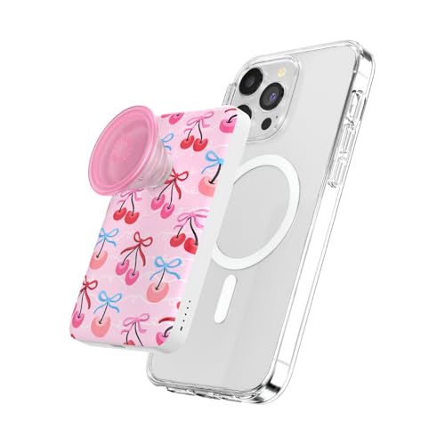 Image of PopSockets PowerPack for MagSafe, Portable Phone Charger, Magnetic Wireless Portable Charger, 5000mAh - Cherry Bows