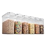 6 Pack Airtight Cereal Food Storage Container - BPA Free Plastic Kitchen and Pantry Organization Canisters for, Dry Pet Food, Flour, Sugar, Rice, Nuts, Snacks & More (135.5 Oz) Labels & Chalk Marker - Image 5