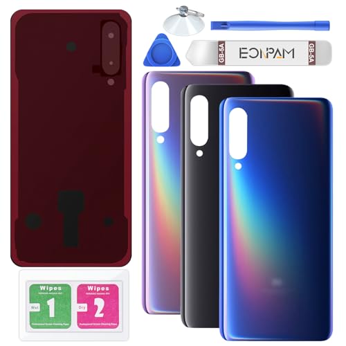 Kit réparation vitre arrière Xiaomi Mi 9 bleu avec couvercle batterie de remplacement d'origine