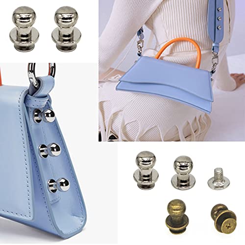 30PCS Round Head Button Stud Screwback Nail Stud Leather Rivet for DIY Leather Craft Belt Wallet Handbag Repairs Decoration