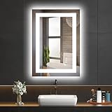 Hivone 28X20 LED Bathroom Mirror with Lights, Anti-Fog, Dimmable, Backlit + Front Lit, Smart Bathroom Vanity Mirror, Memory Function, Shatterproof, Tempered Glass (Horizontal/Vertical)
