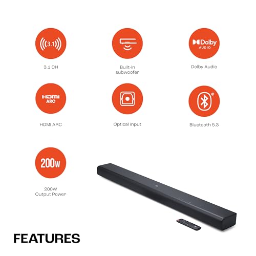 JBL Cinema SB510, Dolby Audio Soundbar with Built-in Subwoofer for Deep Bass, 3.1 Channel with Racetrack Drivers, Center Channel for Superior Voice Clarity, HDMI ARC, BT & Optical Connectivity (200W) view 2
