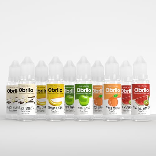 Obrilo Flavor Extract Variety 10 Pack - 5 Flavors - Propylene Glycol (Pg) Based - Water Soluble - Concentrated Food Flavoring For Baking, Candies, Desserts, Smoothies, Coffee & Tea - 15 Ml/0.5 Fl Oz Dropper