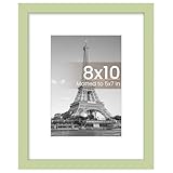 upsimples 8x10 Picture Frame, Display Pictures 5x7 with Mat or 8 x 10 Without, Wall Hanging Photo Frames, Green, 1 Pack