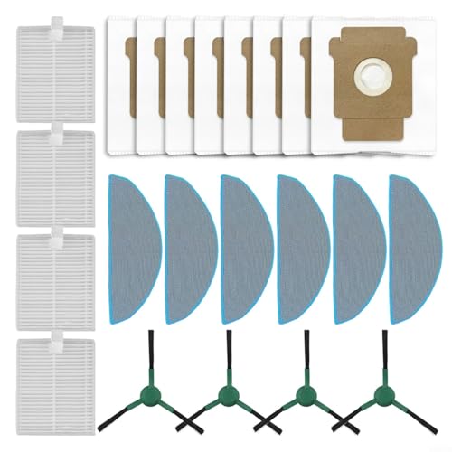 WIIYENA Robot Vacuum Accessories Kit for Combo for Vac for Roomba 105 Vacuum Cleaner Spare Parts with 6 Microfiber Cloth 4 Side Brushes 8 Dust Bag 4 Filter