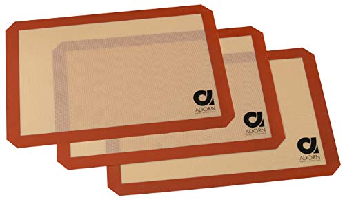 Silicone Baking Mat 3 Pack, Non-Stick, Heat-Resistant, Food-Grade Safe Silicone, Microwave, Oven, and Dishwasher Safe