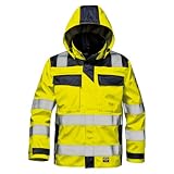 Sir Safety System Microlines Spring Giacca da Lavoro Uomo Multinorma Ignifugo Antistatico, 275 g/m², 5 Tasche, Ripstop, UNI EN ISO 20471:2017 Classe 3, S, Giallo Alta Visibilità/Blu