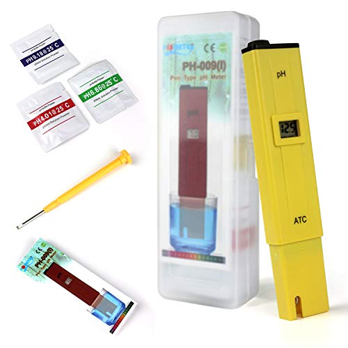 Ytian PH Meter Tester 0.01 Resolution Digital Automatic Water PH Meter Hydroponics Pen with LCD Screen Large Backlit for Kitchen,Aquarium,Pool,Laboratory with Calibration Powder