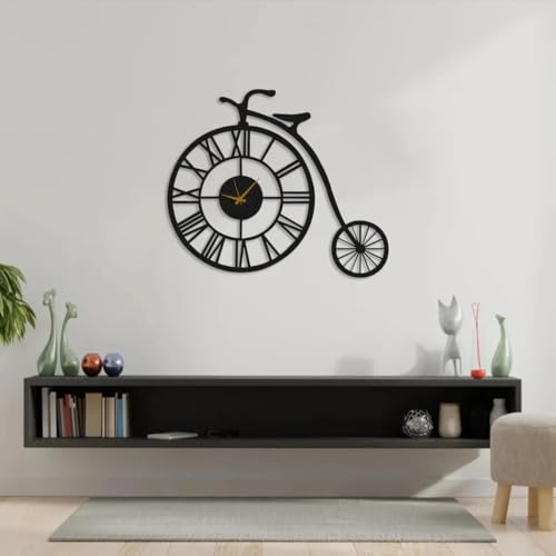 Image of Wall Clock Stylish Metal Analog Wall Clock for Living Room, Bedroom, Office, Kitchen, Home and Hall | Antique Fancy Big Size Modern Wall Watch (Black ST-47, 50 CM)