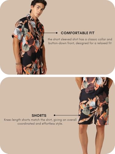 Image of GRECIILOOKS Co Ord Set for Men | Trendy Night Dress for Boys | Shirt and Shorts Combo for Lounge | Stylish Summer and Travel Outfit | Men's Matching Two-Piece for Vacation