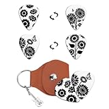 Tailles : Médiators environ 35mm de longueur, 28mm de largeur, 2 pièces/ensemble. Porte-médiators environ 110x52mm. Équipé d'un étui en cuir pour un rangement pratique