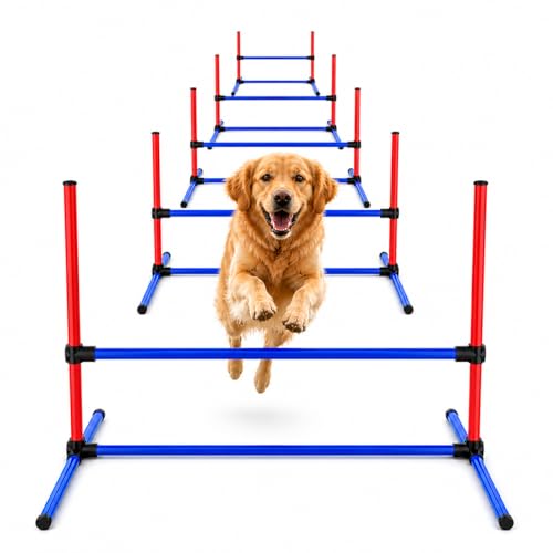 Uzpomel Dog Agility Training Equipment Set Adjustable Jump Bars 6 Piece