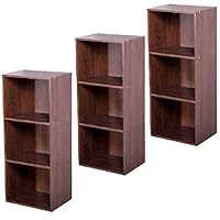 木製シェルフ 3つの収納ボックス付き Amazon｜OKUNAI 3段 カラーボックス 収納 棚 本棚 木製 オープンラック