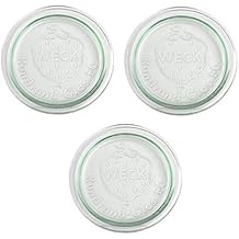3 x Weck 100mm approx. 4" LARGE ORIGINAL Loose Fitting Replacement Glass Lid. Fits WECK Models 738, 739, 740, 741, 742, 743, 744, 745, 748, 974.