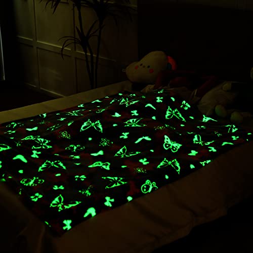 Yaning Glow In The Dark Butterfly Blanket, Soft Cozy Cute Fluffy Luminous Blanket For Kids Girls Teens Gift, Purple, 50X60 Inches #TOP2