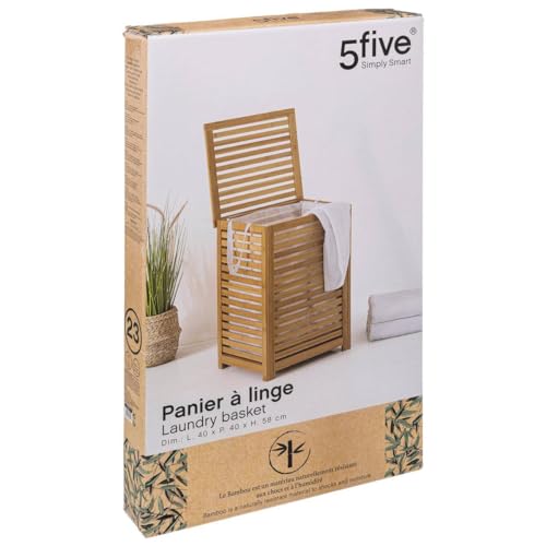 Panier à linge 65l sicela 5five en bambou - 3