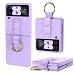 Produktbild HWeggo Handyhülle für Samsung Galaxy Z Flip 3 Hülle,Ultradünne PC für Samsung Z Flip 3 Case mit äußerem Bildschirmschutz und Ring,Stoßfest Kratzfest Leichte Schutzhülle(Lila)