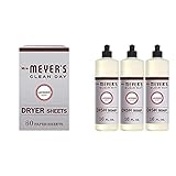 Mrs. Meyer’s Clean Day Dryer Sheets, Lavender Scent (Pack of 80) and Mrs. Meyer´s Clean Day Dish Soap, Lavender, 16 Fl Oz, 3 Ct