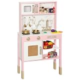 AIYAPLAY Cocina de Juguete de Madera, Cocinita Infantil con Sonido Rosa