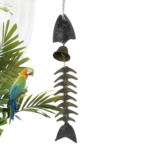 Carillons à Vent pour Extérieur - Carillon Décoratif en Métal Squelette de Poisson,Métal Suspendable Apaisant pour Jardin Balcon Terrasse Décoration Relaxation Femme Et Maman