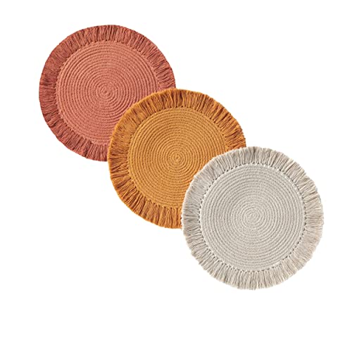 Folkulture Pot Holders For Kitchen Or Thanksgiving Table Decorations, Hot Pads Or Trivets For Hot Dishes Pots And Pans, Mats For Fall Decorations For Home, Set Of 3, 100% Cotton, 8.5", Belle Rust #TOP7